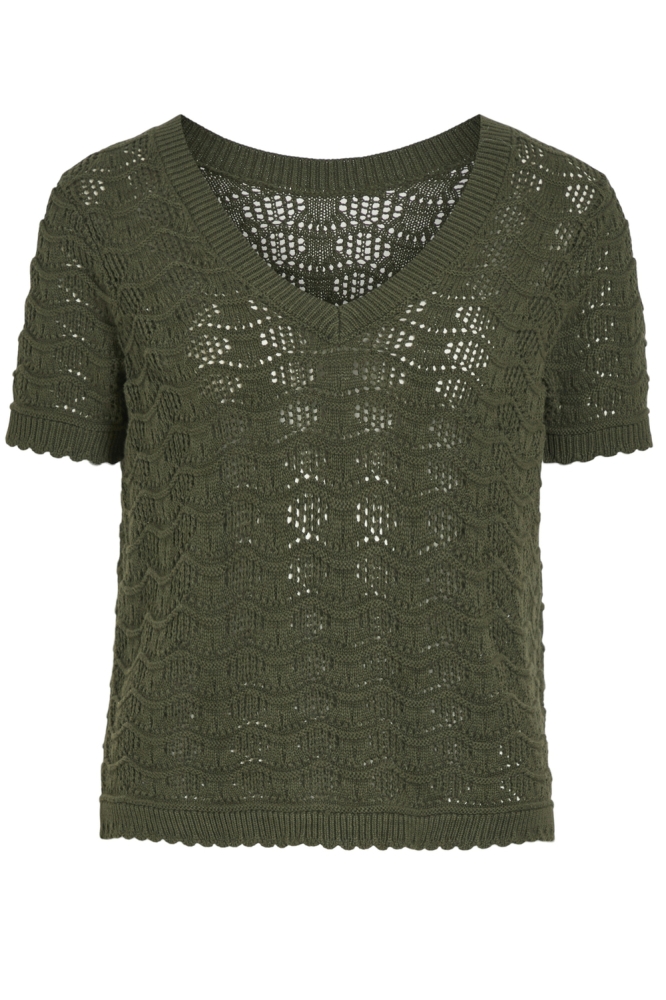 VICOBY V-NECK S/S KNIT TOP 14107039 DEEP DEPTHS